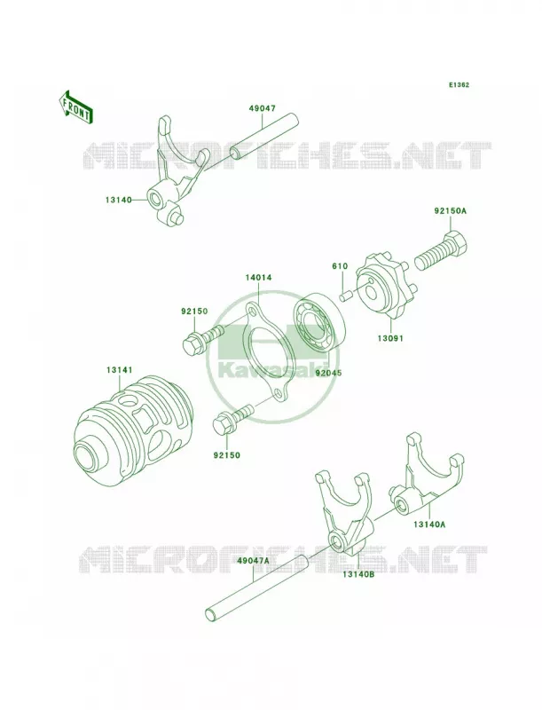 Gear Change DrumShift Forks Kawasaki MOTOS 200 2002 KDX200  KDX200-H8
