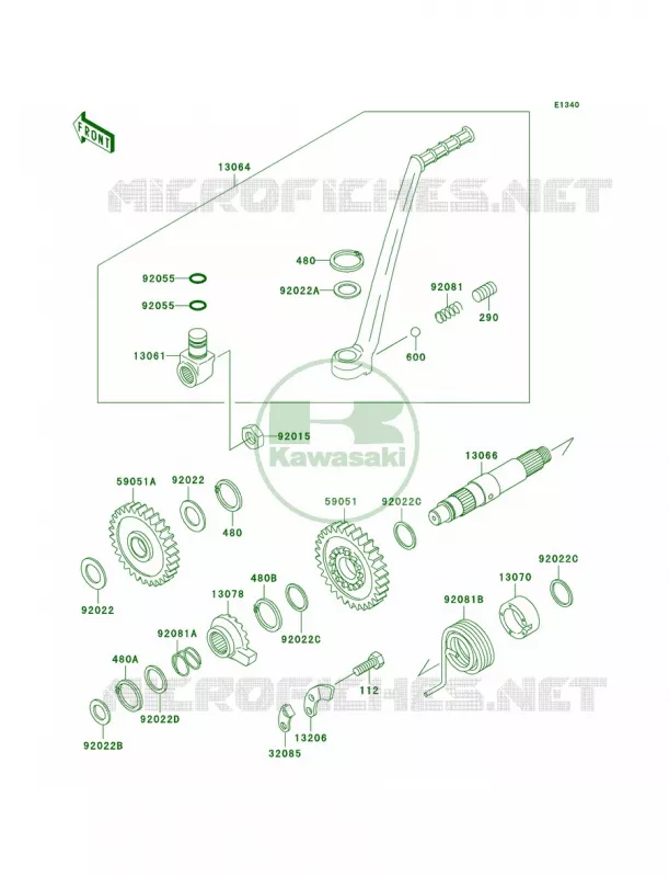 Kickstarter Mechanism Kawasaki MOTOS 200 2002 KDX200  KDX200-H8