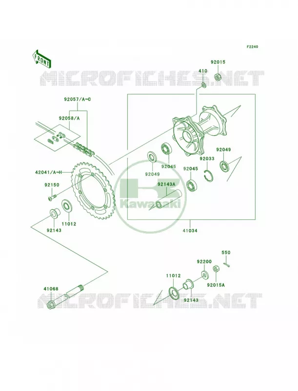 Rear Hub Kawasaki MOTOS 200 2002 KDX200  KDX200-H8