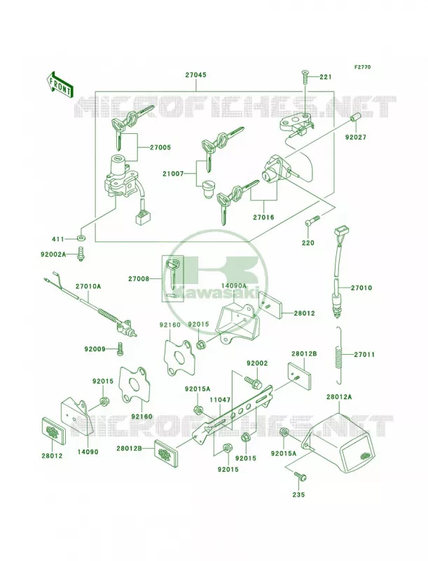 Ignition SwitchLocksReflectors Kawasaki MOTOS 750 1998 Ninja ZX-7R  ZX750-P3