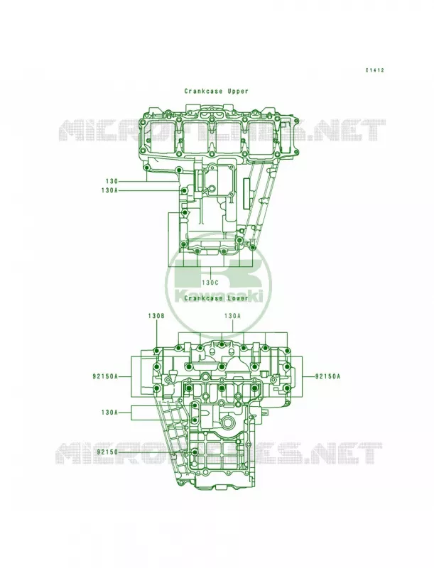 Crankcase Bolt Pattern Kawasaki MOTOS 750 1997 Ninja ZX-7RR  ZX750-N2