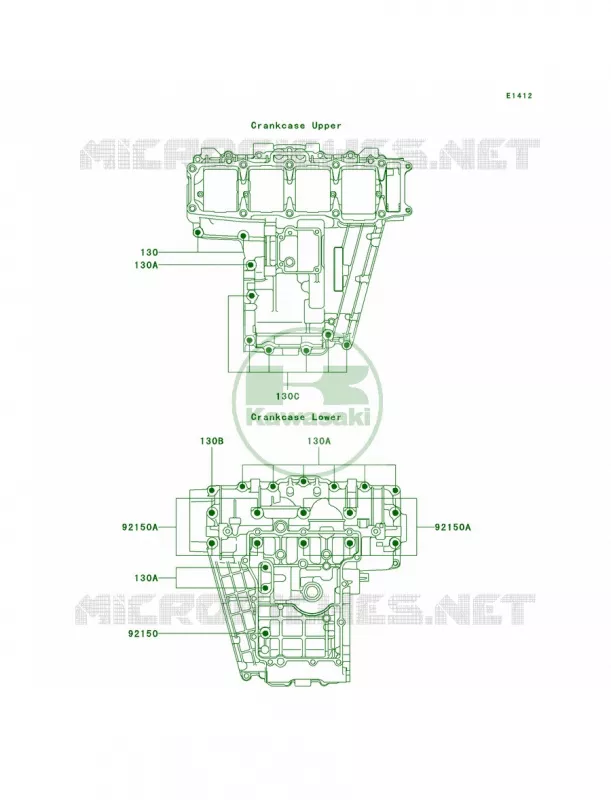 Crankcase Bolt Pattern Kawasaki MOTOS 750 1997 Ninja ZX-7R  ZX750-P2