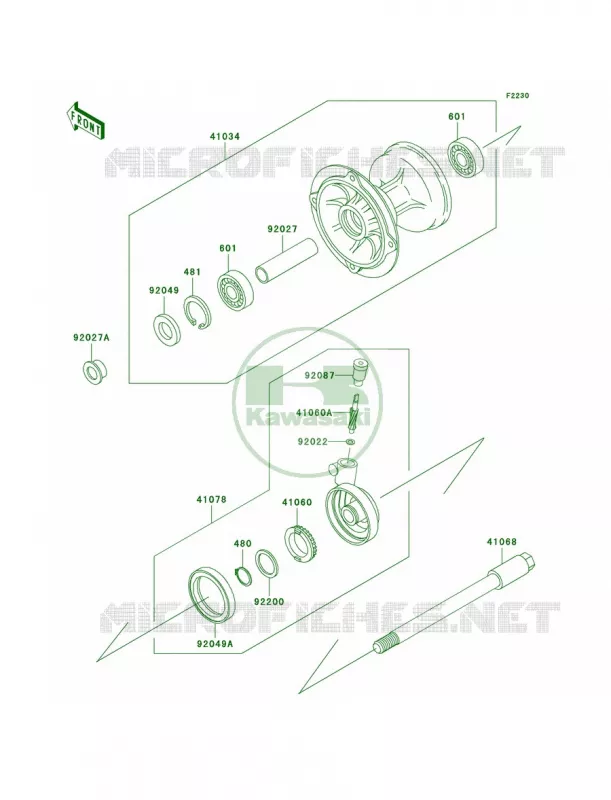 Front Hub Kawasaki MOTOS 220 2002 KDX220R  KDX220-A9
