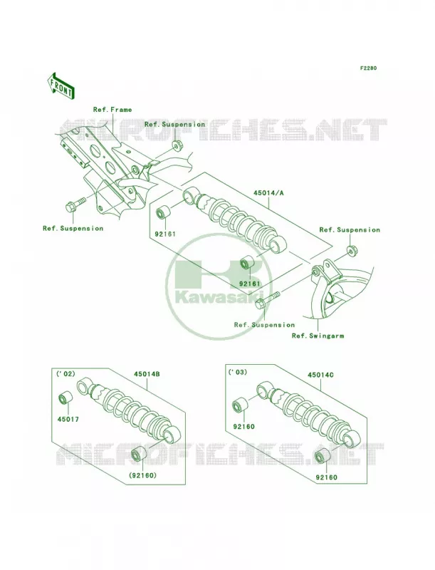 Shock Absorbers Kawasaki MOTOS 110 2002 KLX110  KLX110-A1