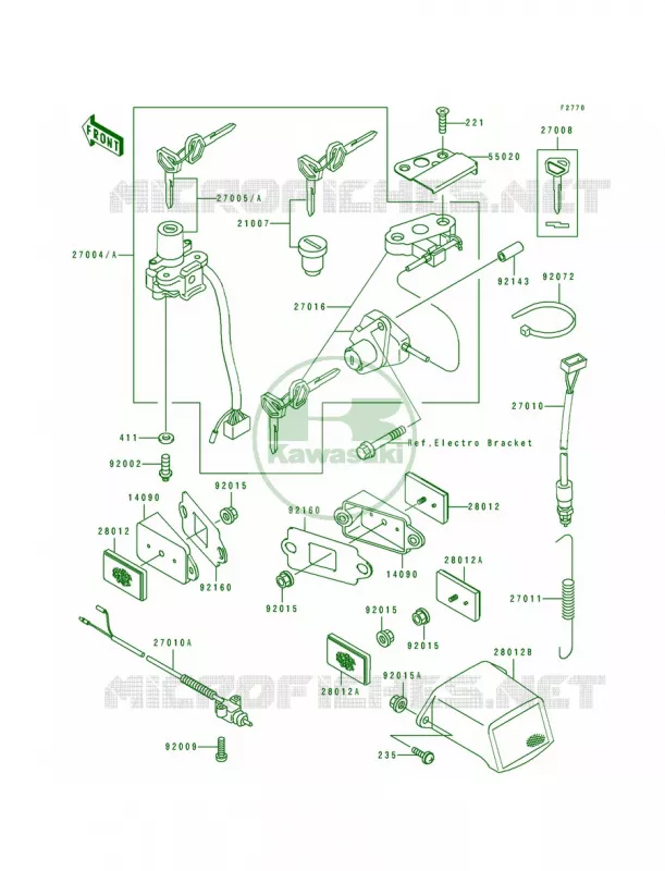 Ignition SwitchLocksReflectors Kawasaki MOTOS 750 1995 Ninja ZX-7  ZX750-L3