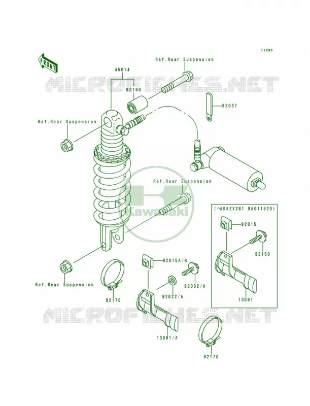 Shock Absorbers Kawasaki MOTOS 900 1995 Ninja ZX-9R  ZX900-B2