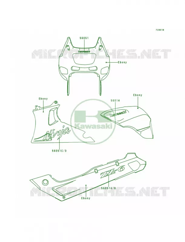 DecalsEbonyZX600-E2 Kawasaki MOTOS 600 1994 Ninja ZX-6  ZX600-E2