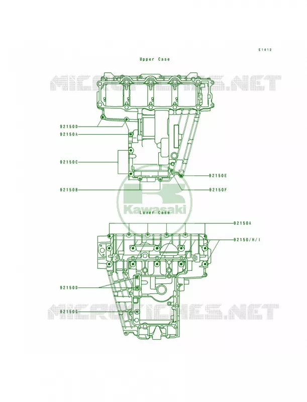 Crankcase Bolt Pattern Kawasaki MOTOS 750 1994 Ninja ZX-7  ZX750-L2