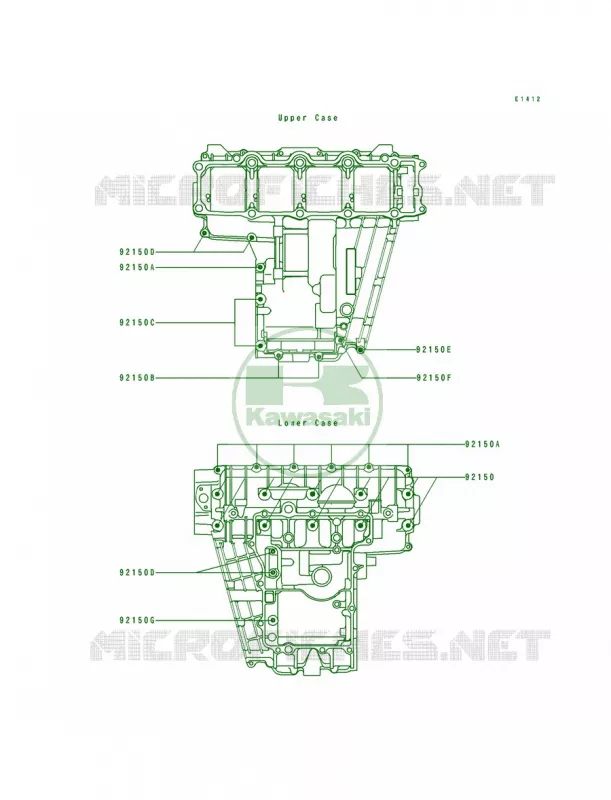 Crankcase Bolt Pattern Kawasaki MOTOS 750 1993 Ninja ZX-7R  ZX750-M1