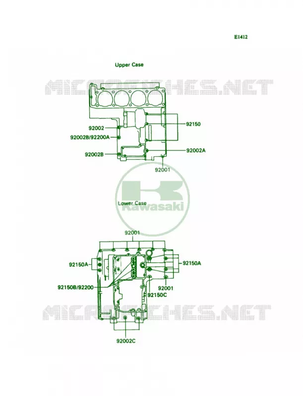 Crankcase Bolt Pattern Kawasaki MOTOS 1100 1992 Ninja ZX-11  ZX1100-C3