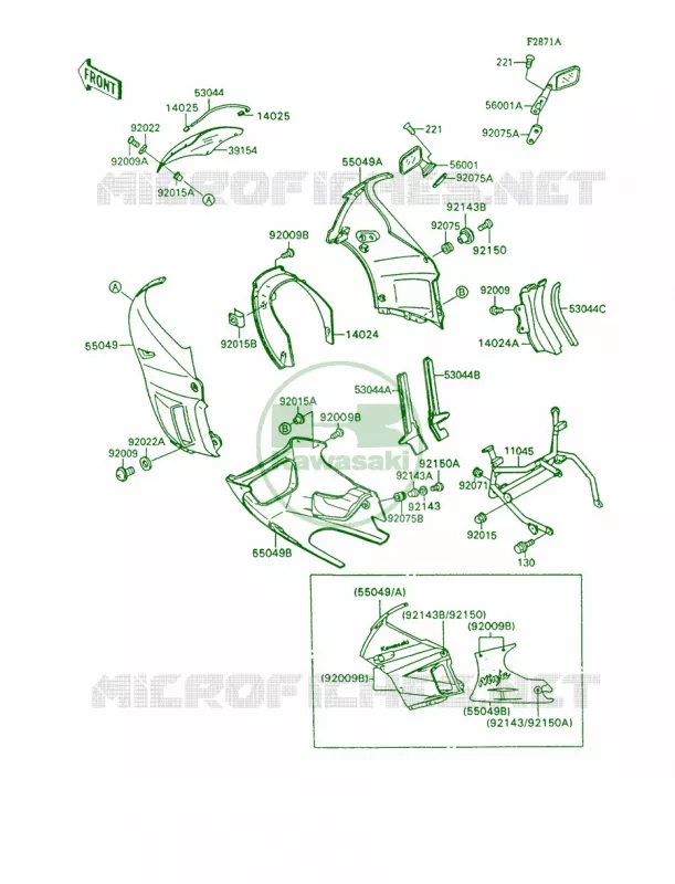 Cowling Kawasaki MOTOS 600 1992 Ninja 600R  ZX600-C5