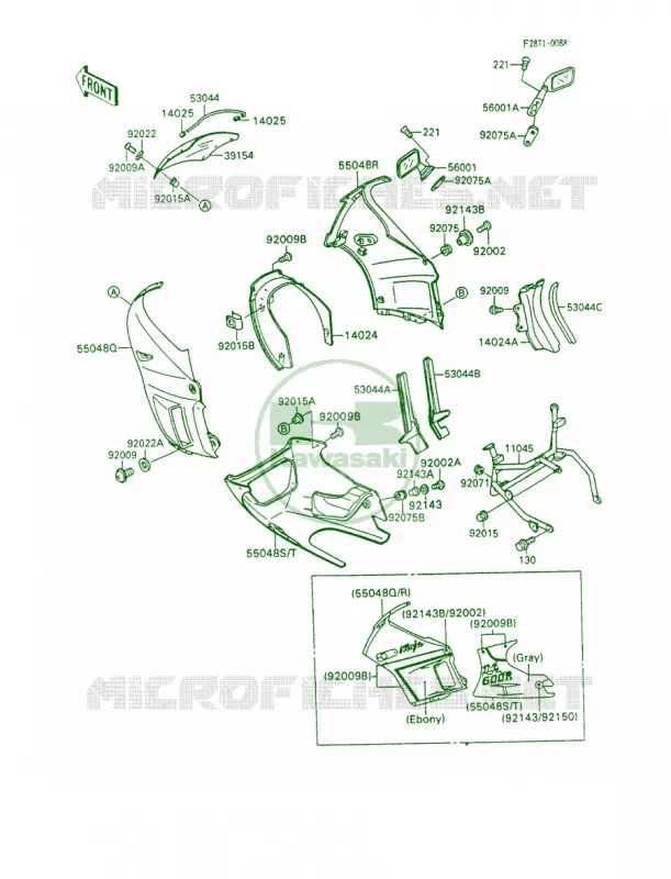 Cowling Kawasaki MOTOS 600 1992 Ninja 600R  ZX600-C5