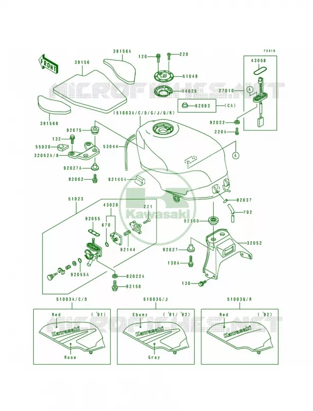 Fuel TankZX600-D2D3 Kawasaki MOTOS 600 1992 Ninja ZX-6  ZX600-D3