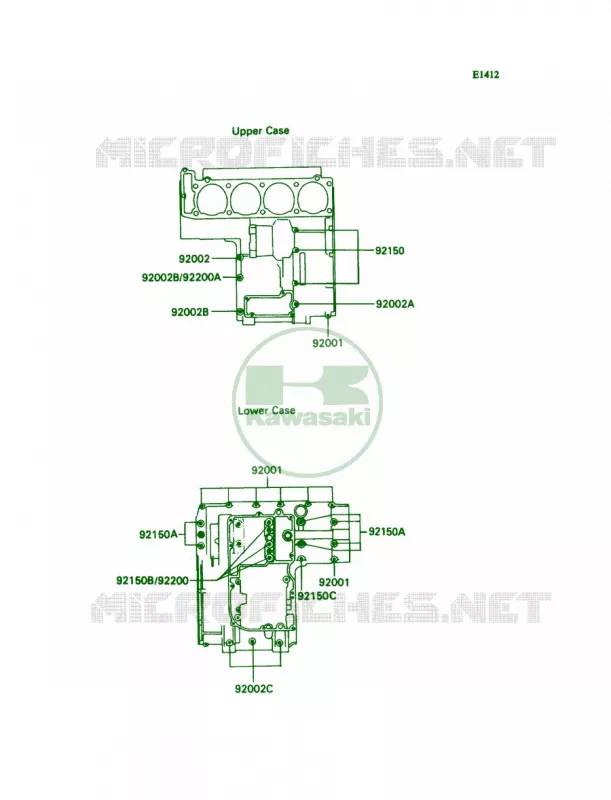 Crankcase Bolt Pattern Kawasaki MOTOS 1100 1991 Ninja ZX-11  ZX1100-C2