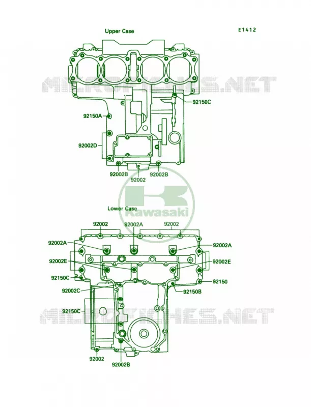 Crankcase Bolt Pattern Kawasaki MOTOS 750 1990 Ninja 750R  ZX750-F4