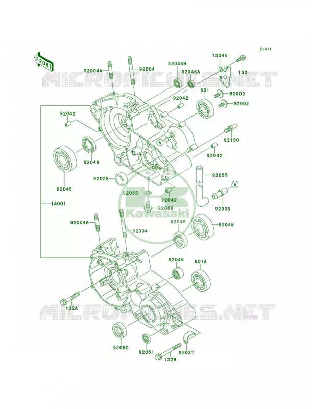 Crankcase Kawasaki MOTOS 220 2001 KDX220R  KDX220-A8