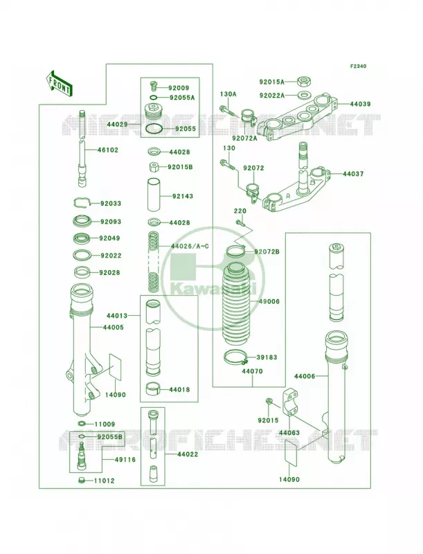 Front ForkKDX220-A4 Kawasaki MOTOS 220 2001 KDX220R  KDX220-A8
