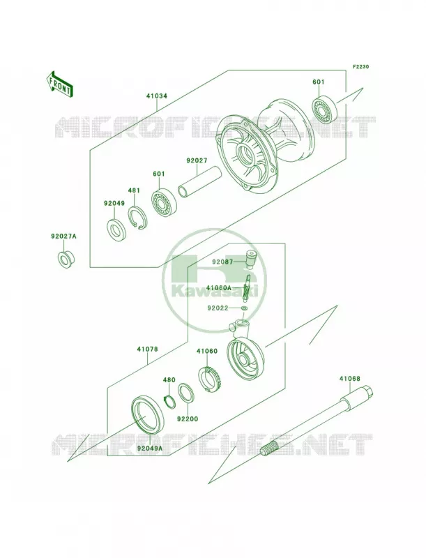 Front Hub Kawasaki MOTOS 220 2001 KDX220R  KDX220-A8