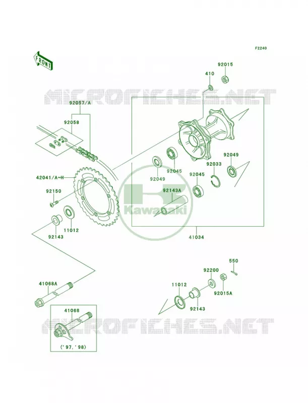 Rear Hub Kawasaki MOTOS 220 2001 KDX220R  KDX220-A8