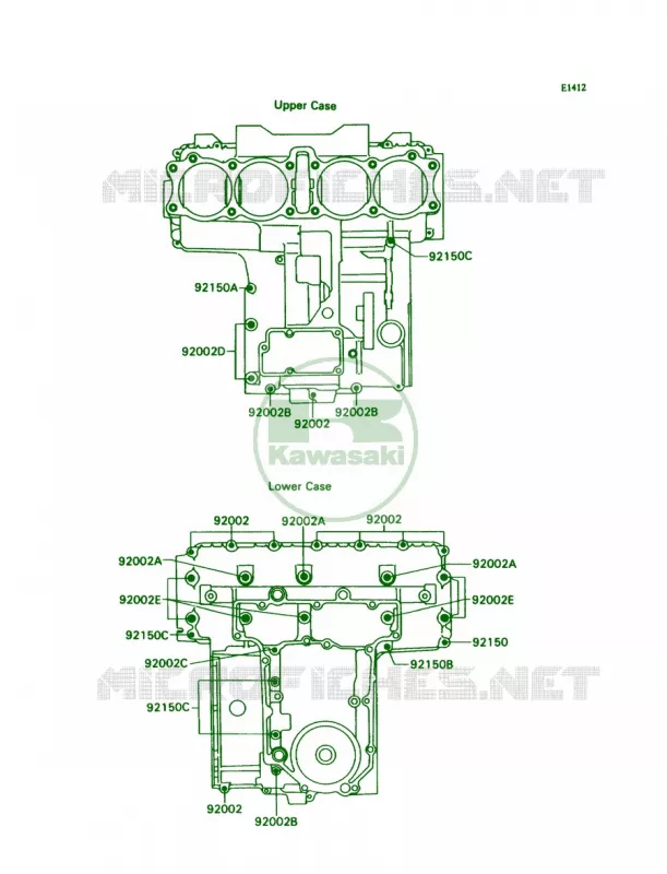 Crankcase Bolt Pattern Kawasaki MOTOS 750 1990 Ninja ZX-7  ZX750-H2