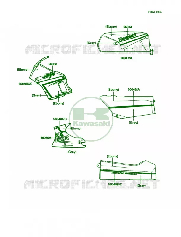 Decals Kawasaki MOTOS 600 1989 Ninja 600R  ZX600-C2