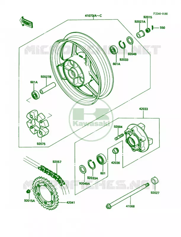 Rear WheelChain Kawasaki MOTOS 600 1989 Ninja 600R  ZX600-C2