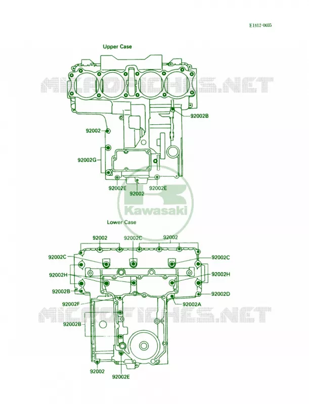 Crankcase Bolt Pattern Kawasaki MOTOS 750 1989 Ninja 750R  ZX750-F3