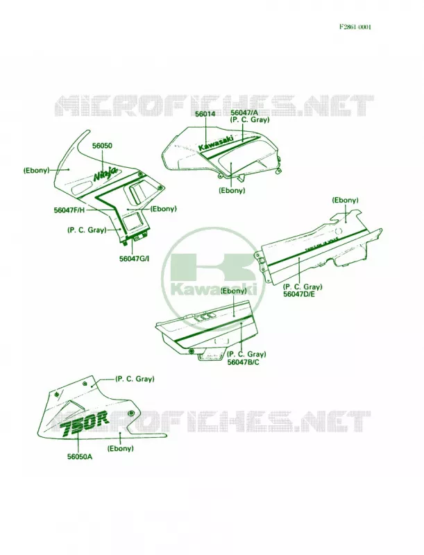Decals Kawasaki MOTOS 750 1989 Ninja 750R  ZX750-F3