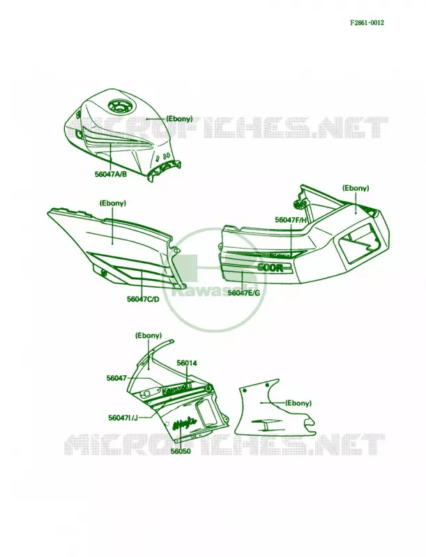 Decals Kawasaki MOTOS 600 1988 Ninja 600R  ZX600-C1