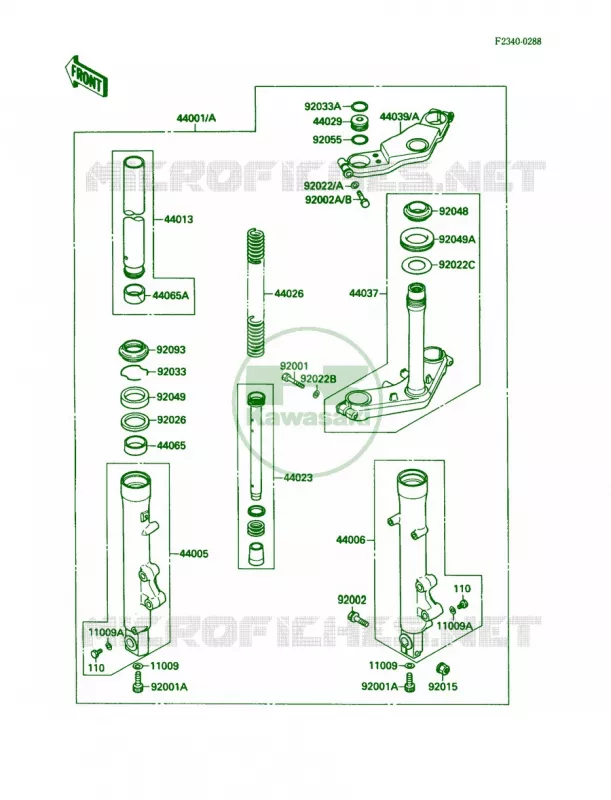 Front Fork Kawasaki MOTOS 500 1987 EX500  EX500-A1