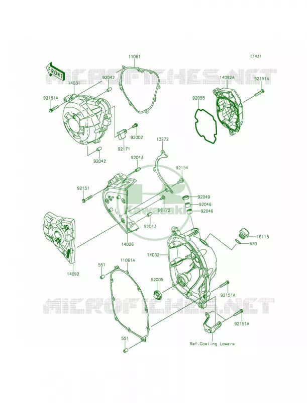 Engine Covers Kawasaki MOTOS 1000 2015 Z1000 ABS  ZR1000GFF