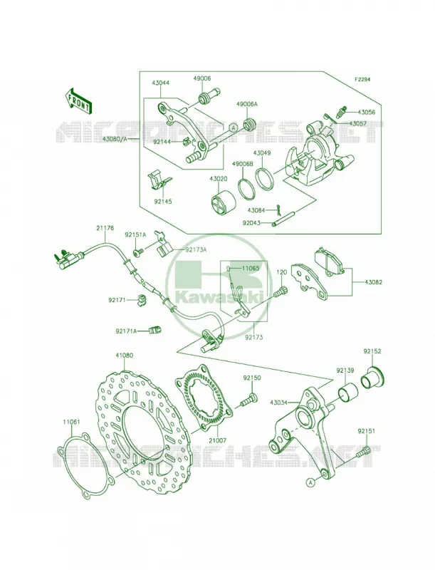 Rear Brake Kawasaki MOTOS 1000 2015 Z1000 ABS  ZR1000GFF