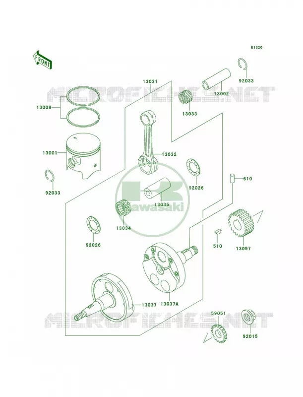 CrankshaftPistons Kawasaki MOTOS 200 2000 KDX200  KDX200-H6