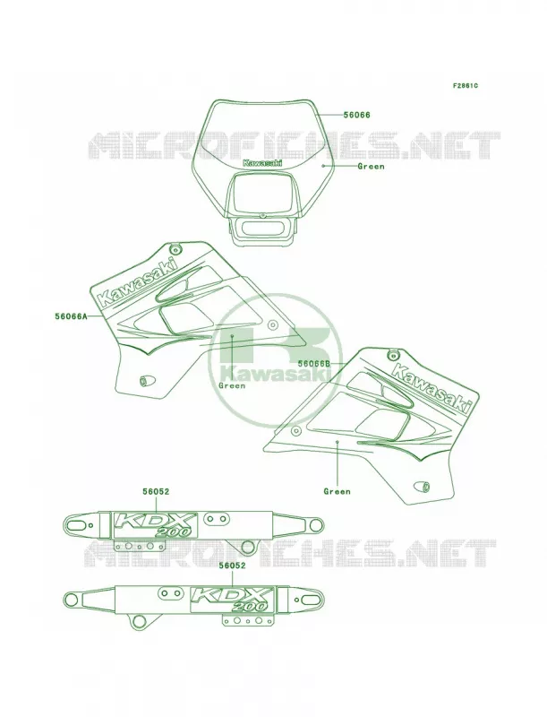 DecalsKDX200-H9 Kawasaki MOTOS 200 2000 KDX200  KDX200-H6