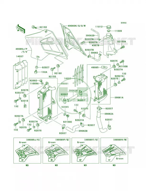 Radiator Kawasaki MOTOS 200 2000 KDX200  KDX200-H6
