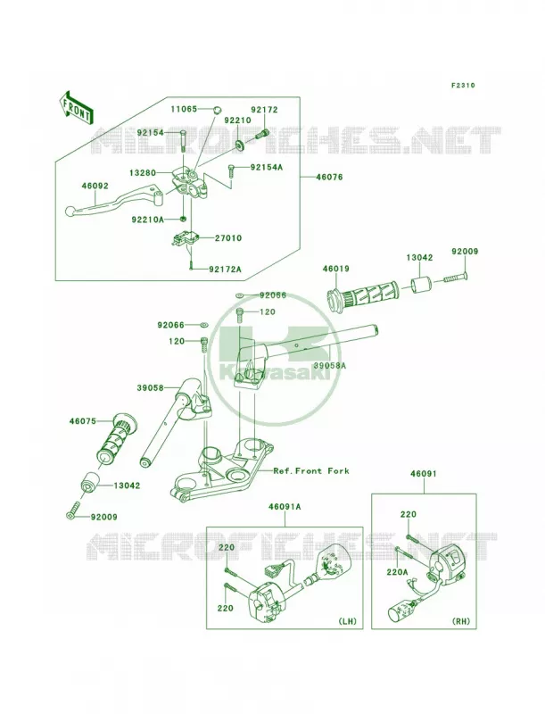 Handlebar Kawasaki MOTOS 300 2014 Ninja 300 ABS  EX300BEF