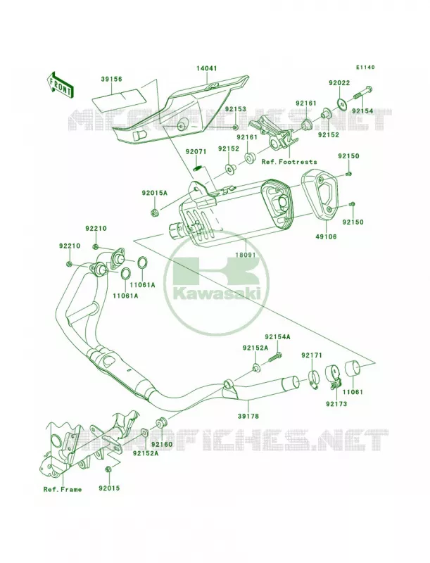 Mufflers Kawasaki MOTOS 300 2014 Ninja 300 ABS  EX300BEF