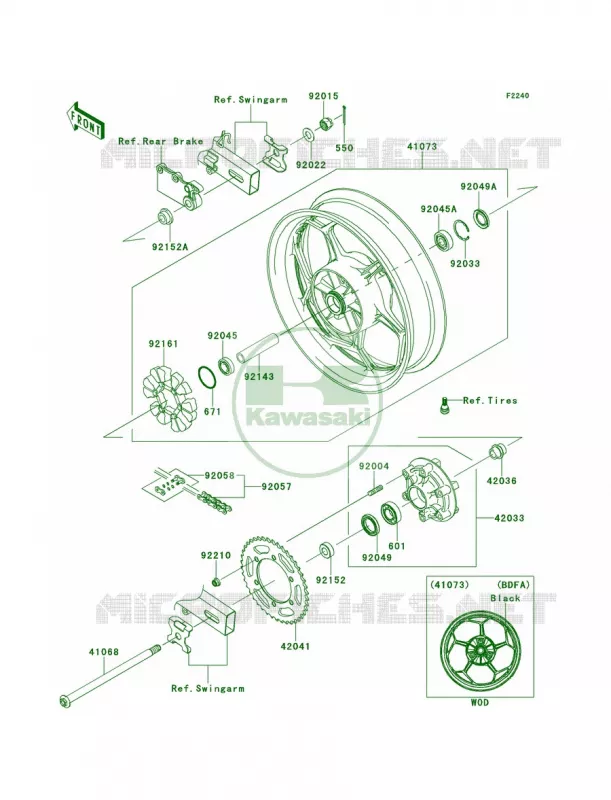 Rear WheelChainBDF-BEF Kawasaki MOTOS 300 2014 Ninja 300 ABS  EX300BEF