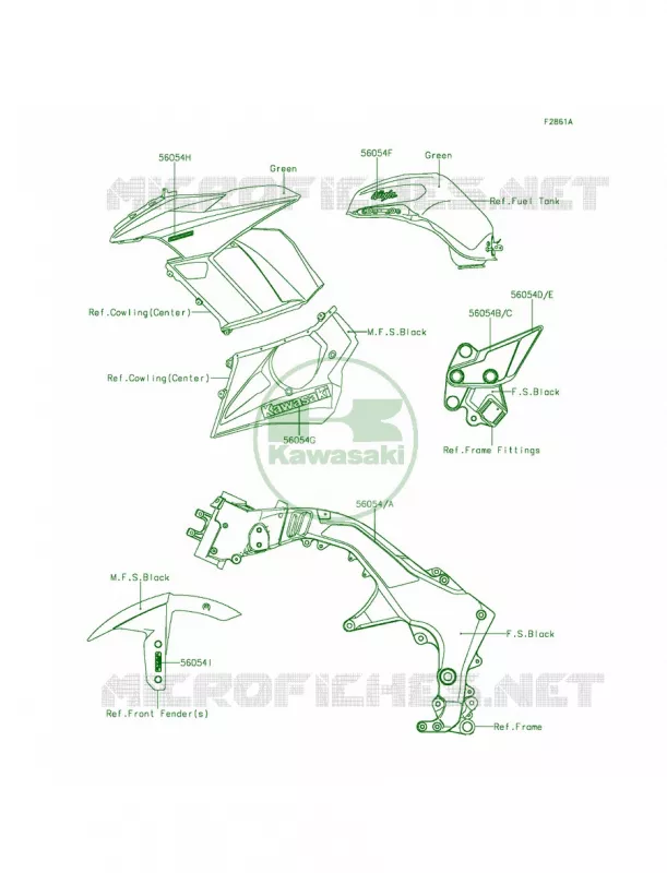 DecalsGreenMEF Kawasaki MOTOS 1000 2014 Ninja 1000 ABS  ZX1000MEF