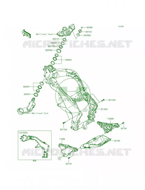 Frame Kawasaki MOTOS 1000 2014 Ninja 1000 ABS  ZX1000MEF