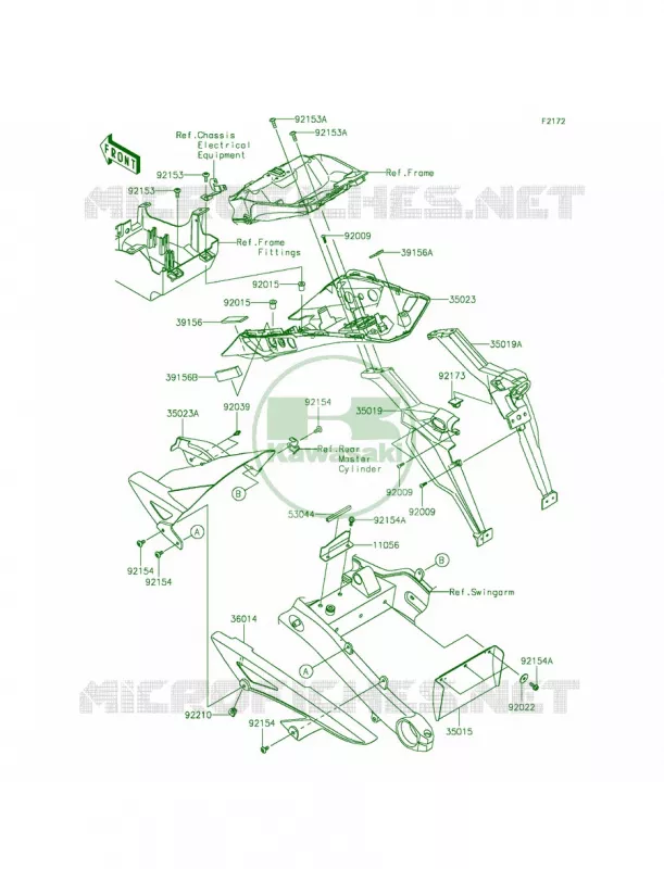 Rear Fenders Kawasaki MOTOS 1000 2014 Ninja 1000 ABS  ZX1000MEF