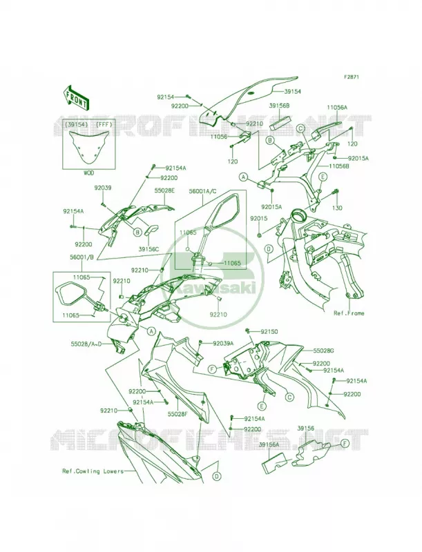 Cowling Kawasaki MOTOS 650 2014 Ninja 650 ABS  EX650FEF