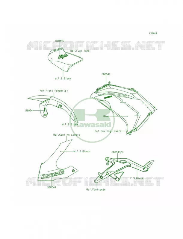 DecalsBlueFDSCAUS Kawasaki MOTOS 650 2014 Ninja 650 ABS  EX650FEF