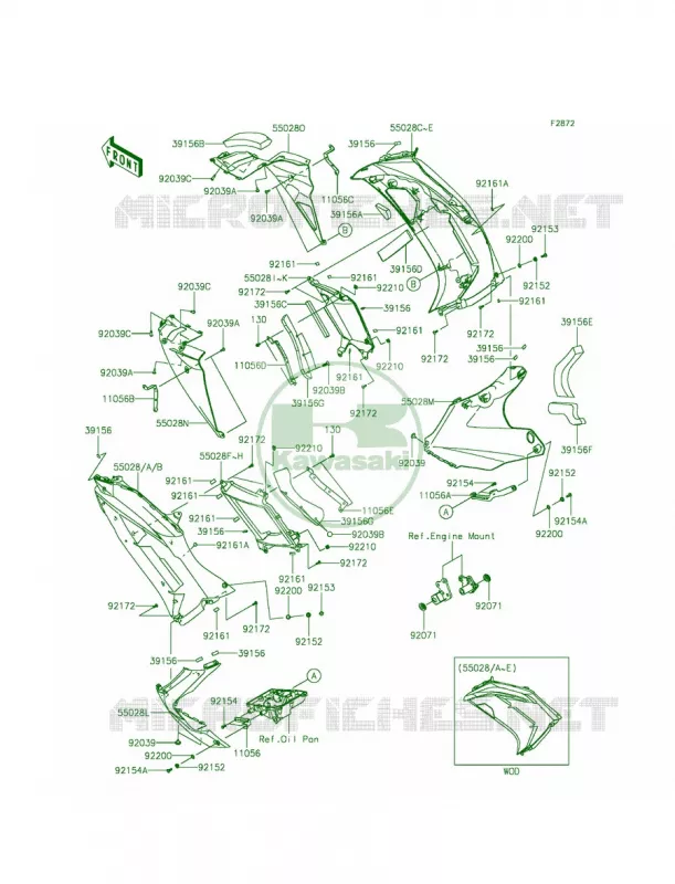 Cowling LowersECF Kawasaki MOTOS 650 2014 Ninja 650  EX650EEF