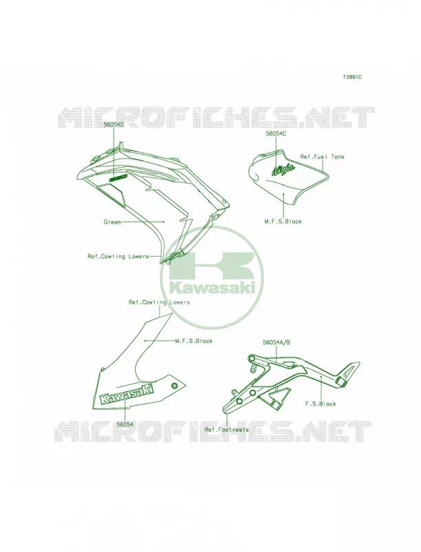 DecalsGreenEDSCN Kawasaki MOTOS 650 2014 Ninja 650  EX650EEF