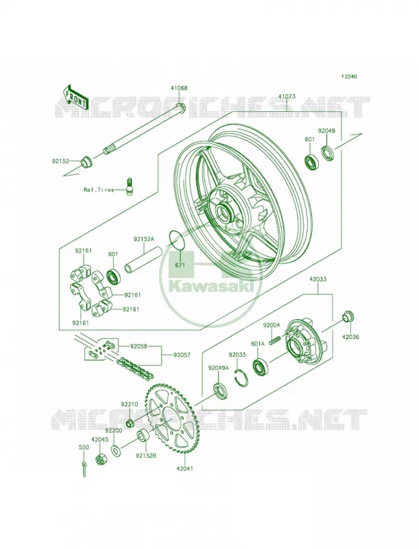 Rear WheelChain Kawasaki MOTOS 650 2014 Ninja 650  EX650EEF