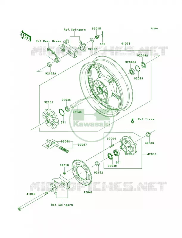 Rear WheelChainAES Kawasaki MOTOS 300 2014 Ninja 300  EX300AESA