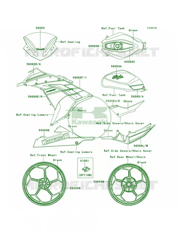 DecalsGreenADFACN Kawasaki MOTOS 300 2014 Ninja 300 SE  EX300AEF