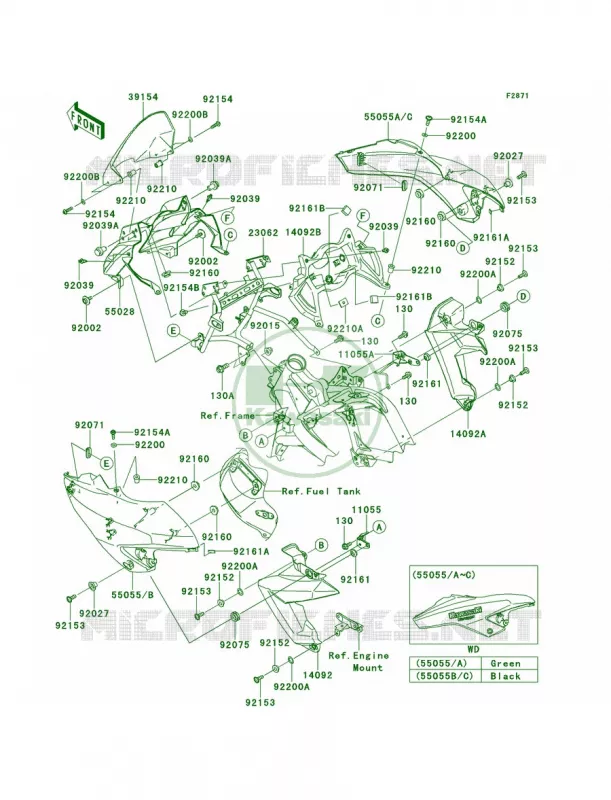 Cowling Kawasaki MOTOS 650 2014 Versys ABS  KLE650DEF