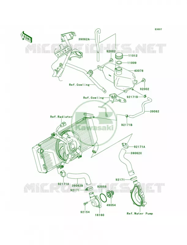 Water Pipe Kawasaki MOTOS 650 2014 Versys ABS  KLE650DEF